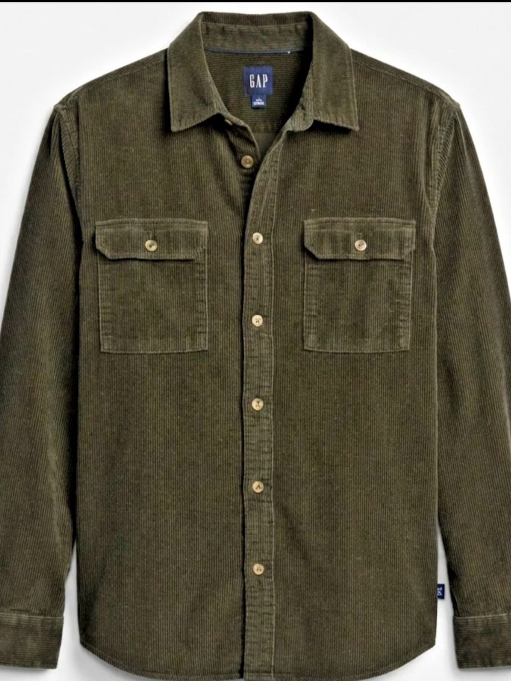 GAP Men's Olive Corduroy Button-Up Shirt Jacket